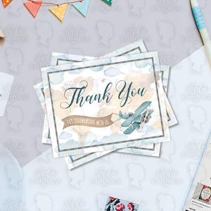 Greatest Adventure Printable Thank You Card, Up Up and Away Printable Thank You Cards, Vintage Plane Thank You Card, Digital Files Only, PDF