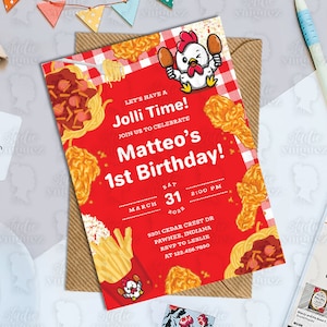 Filipino Spaghetti and Chicken Printable Invitation, Printable 5&quot; x 7&quot; Party Invitation, Filipino Invitation, Filipino Party Invitation