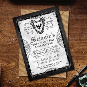 Noir Et Rouge Anniversaire Medieval Invitation Imprimable Etsy