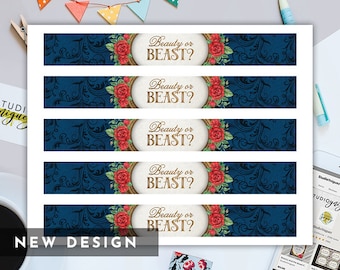 Beauty and the Beast Printable Water Bottle Labels, Beauty or Beast Gender Reveal Water Bottle Avery Labels, Digital PDF Only