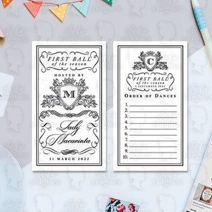 Personalized Regency Ball Dance Card 2" x 3.5" , Custom 2" x 3.5" Dance Card, Customized Regency Era Printable Dance Card, Digital File Only