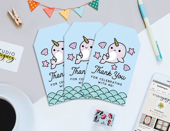 Narwhal Printable Favor Tags Narwhal Favor Tags Under the - Etsy