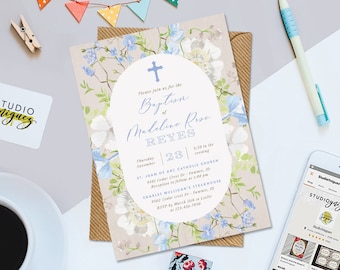 Printable Baptism Invite Editable First Communion Invitation - Etsy