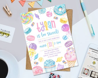 Sweet Celebration Birthday Printable Invitation, Sweet Printable 5" x 7" Birthday Party Invitation, Dessert Invitation, Digital File Only