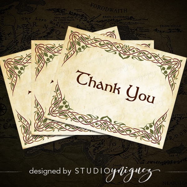 Renfaire Printable Thank You Cards, Medieval Fantasy Printable 5.5" x 4.25" Thank You Cards, Royal Thank You Cards, Instant Download