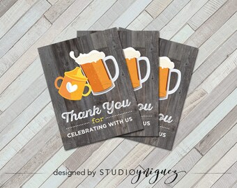 Bottles and Beer Printable Thank You Cards, Baby Brewing Printable 4.25" x 5.5" Thank You Cards, Instant Download