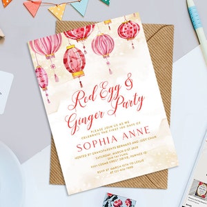 Red Egg Printable 5" x 7" Invitation, Red Egg and Ginger Printable Invitation, Red Egg and Ginger Party