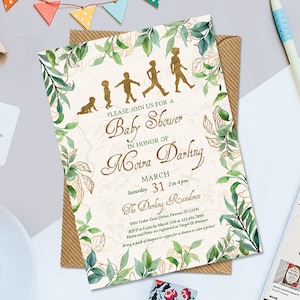 Peter Pan Baby Shower 5&quot; x 7&quot; Invitation, Lost Boys Shower Printable Invitation, Neverland Baby Shower Invitation