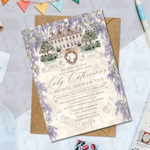 Regency Brautparty Teeparty druckbare 5 &quot;x 7&quot; Einladung, Manor Tea Party Brautpartyeinladung, High Tea Brautpartyeinladung