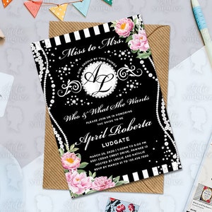 Diamonds and Pearls Printable Invitation, Diamonds and Pearls Bridal Shower Printable 5&quot; x 7&quot;  Invitation, Bridal Shower Invite, Digital JPG