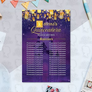 Purple Gold Princess Birthday 4x6 Printable Sponsor Card, Princess Birthday Printable 4x6 Sponsor Card, Rapunzel Card, Digital File Only