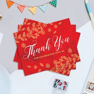 Red Egg and Ginger Party Printable Thank You Cards, Red Egg Thank You Cards, Printable 5.5&quot; x 4.25&quot; Thank You Cards, Instant Download