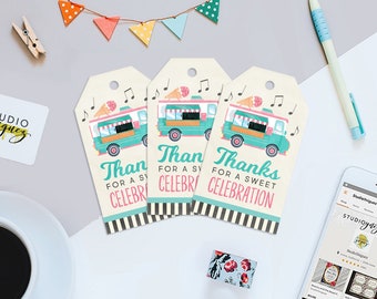 Ice Cream Truck Printable Favor Tags, Ice Cream Favor Tags, Sweet Celebration Favor Tags, Instant Download