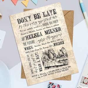 Printable Mad Tea Party Bridal Shower Invitation