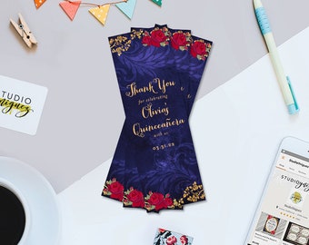 Beauty and the Beast Gold Frame And Roses Fairy Tale Printable 2" x 6" Bookmark, Bookmark Favor Tag, Digital File Only, I Edit For You