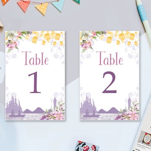 Rapunzel Princess Fairy Tale Birthday Printable 5" x 7" and 4" x 6" Table Numbers, Printable Table Numbers, Instant Download, PDF Only