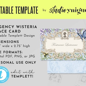 Regency Printable 4.25&quot; x 2.75&quot; Editable Seating Tent Card, Regency Editable Folded Tent Card, Regency Place Card, Digital File Only