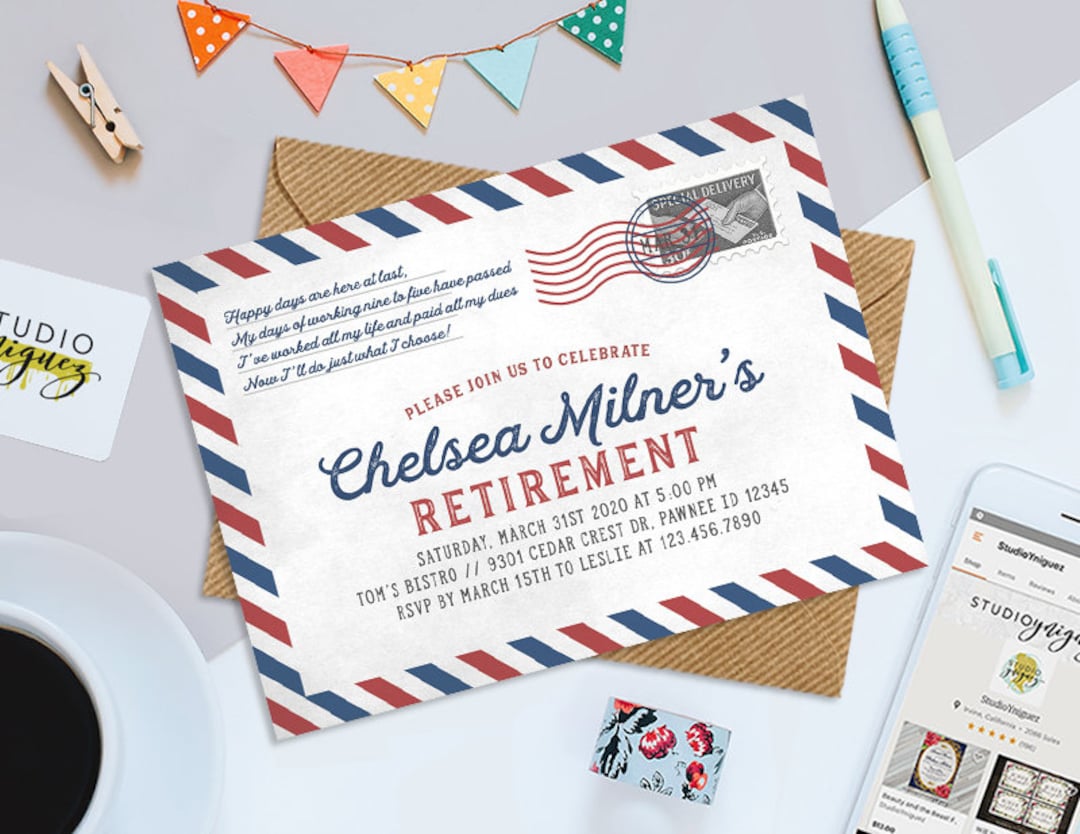Post Office Retirement Party Printable Invitation, Printable 7 X 5