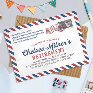 Post Office Retirement Party Printable Invitation, Printable 7" x 5" Retirement Party Invitation, Vintage Post Office Theme, Digital File