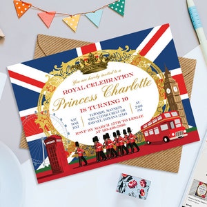 London Digital Print for eVitesWhatsapp Customized Invitation British Theme Birthday Invite