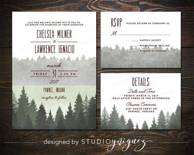 Lakeside Wedding Printable Invitation Suite Great Outdoors Wedding Printable Invitation Set Digital Wedding Invitation Suite