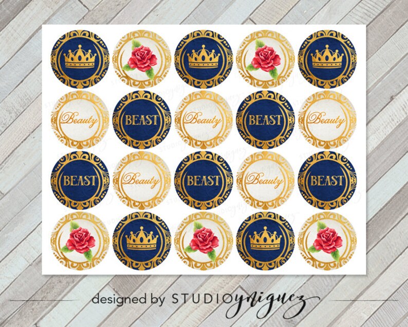 Beauty or Beast Printable Cupcake Toppers Beauty and the - Etsy