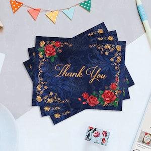 La bella e la bestia fiaba biglietti di ringraziamento stampabili, stampabili 5,5" x 4,25" biglietti di ringraziamento, biglietti di ringraziamento, download istantaneo
