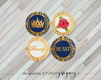 Beauty or Beast? Printable Cupcake Toppers, Beauty and the Beast Printable 2" Cupcake Toppers, Gender Reveal Cupcake Toppers
