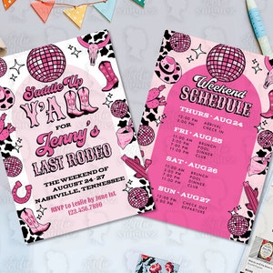 Disco Cowgirl Invitation Design, Printable Bachelorette Invitation, 5&quot; x 7&quot; Digital Printable Bachelorette Party Invitation, Digital File
