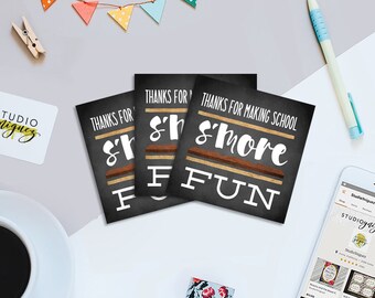 S'more Fun Printable Favor Tags, S'mores 2.5" Favor Tags, Camping Theme Favor Tags, Birthday Bonfire Favor Tags, Instant Download