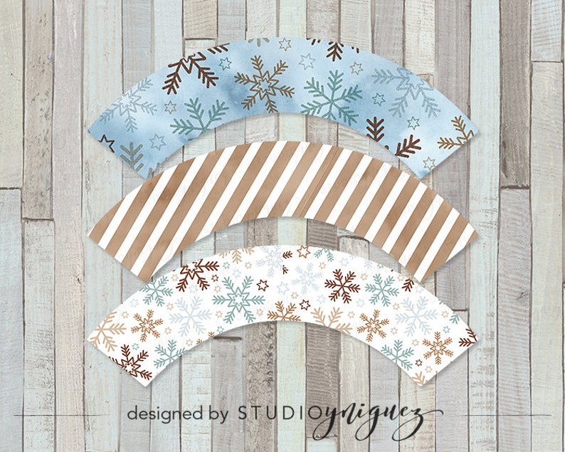 Holiday Printable Cupcake Wrappers Christmas Cupcake Etsy