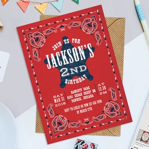 Cowboy Birthday Printable 5 X 7 Invitation, Cowboy Birthday Invitation ...