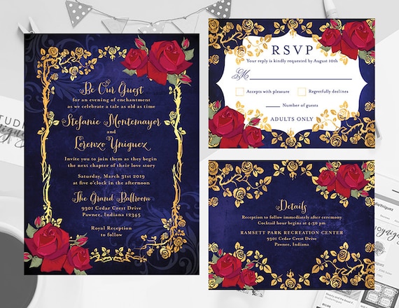 Beauty and the beast invitations deals