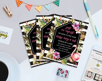 Flamingo Baby Shower Printable Book Inserts, Tropical Floral Baby Shower Book Inserts, 4.25" x 5.5" Flamingo Book Inserts, Digital File