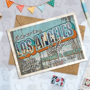Saudações personalizadas de salvar a data, cartão postal vintage personalizado, salvar a data, para impressão 7" x 5" salvar a data, somente arquivo digital
