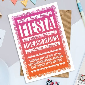Modern Papel Picado Party Printable Invitation, Dia De Los Muertos Printable 5&quot; x 7&quot; Party Invitation, Fiesta Theme Digital Invitation