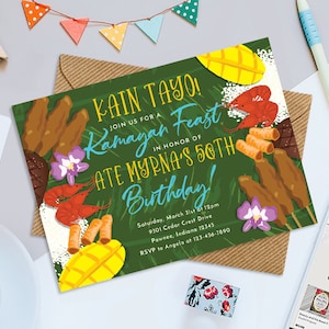 Filipino Fiesta Theme Printable Invitation, Printable 7&quot; x 5&quot; Party Invitation, Kamayan Feast Invitation, Filipino Fiesta Invitation