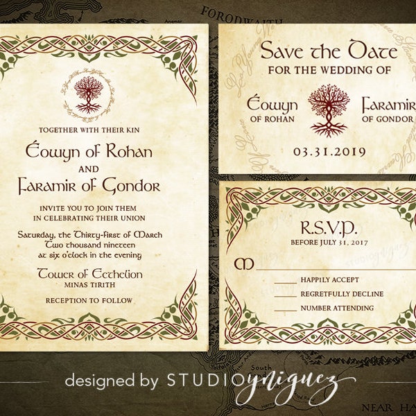 Medieval Wedding Printable Invitation Suite, Renfaire Printable Invitation, Save the Date, Response Card