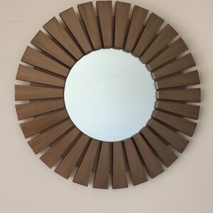 Sunburst espejo de pared hecho a mano marco de madera marrón | Etsy
