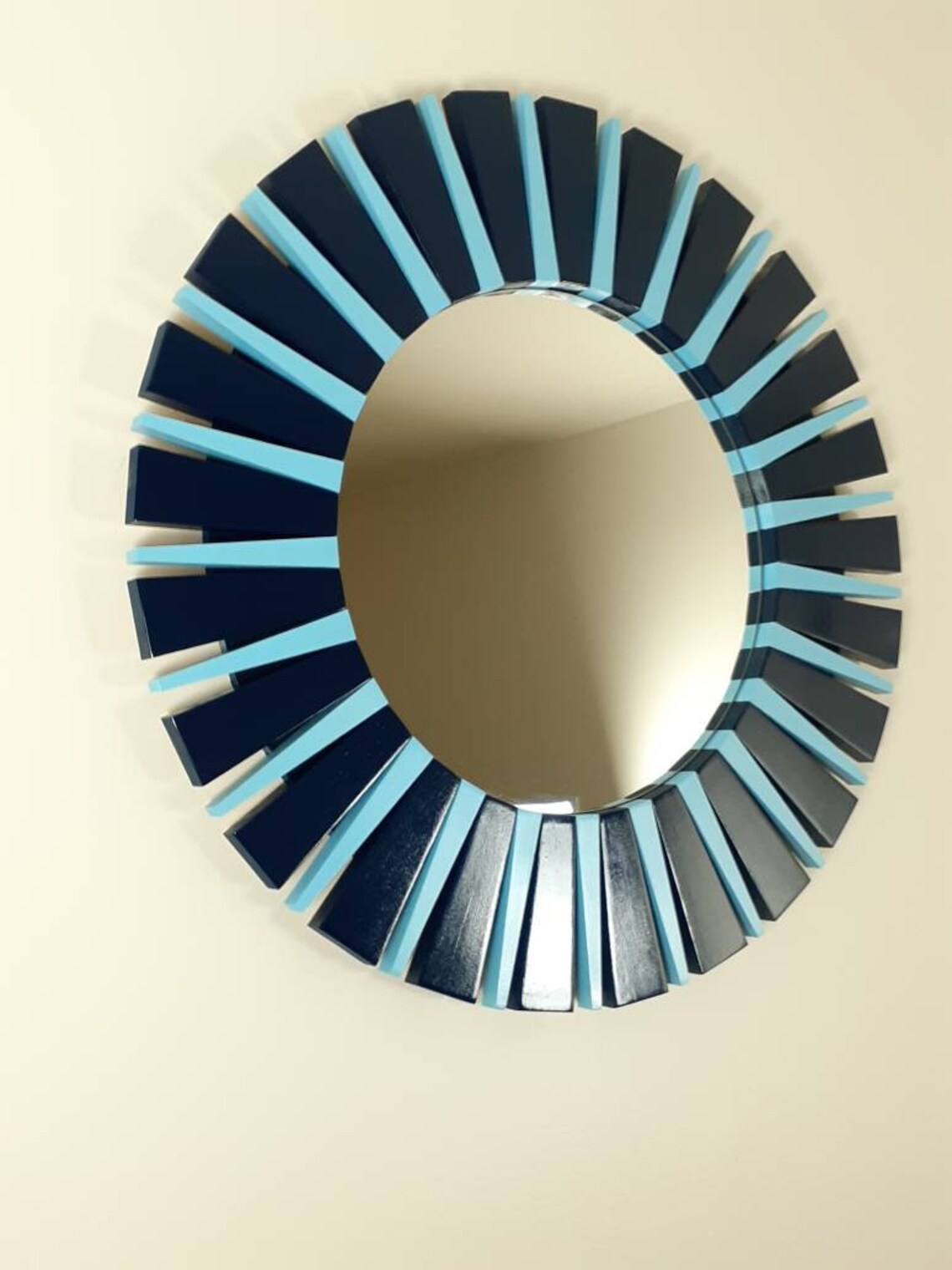 Navy Blue / Light Blue Round Wall Mirror 28 Etsy