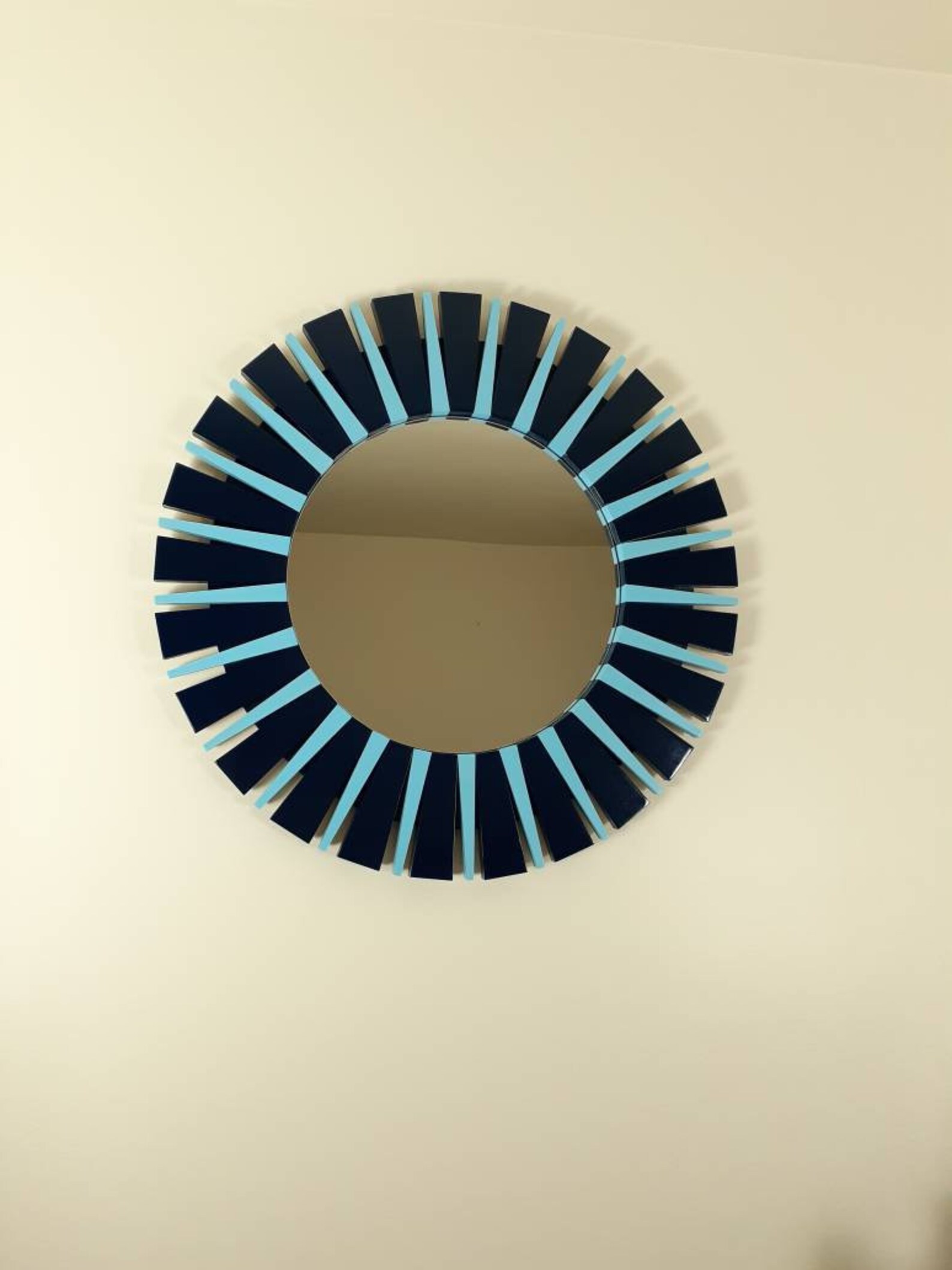 Navy Blue / Light Blue Round Wall Mirror 28 Etsy