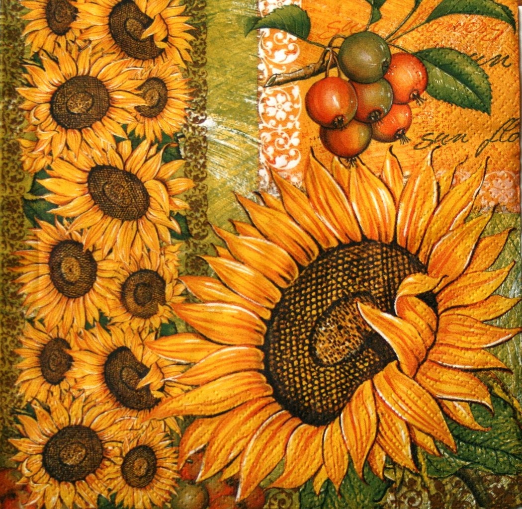 2 x Sunflower decoupage paper napkin Decoupage paper supplies Etsy