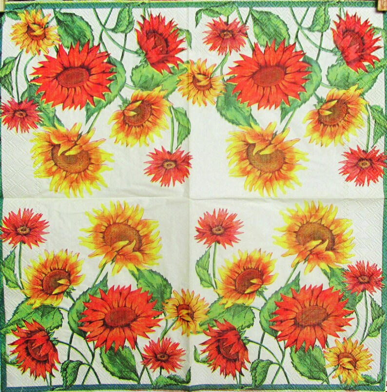 Sunflower decoupage paper napkin Decoupage paper supplies Etsy