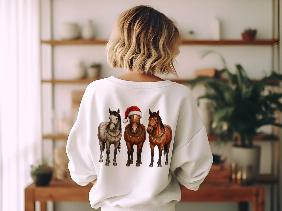 Christmas Horses Clipart Santa Hat Trio Holiday Horse Digital Download ...