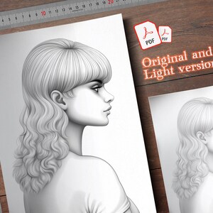 52 Bangs Bliss Digital Coloring Book, Bangs Hairstyle Coloring Pages ...