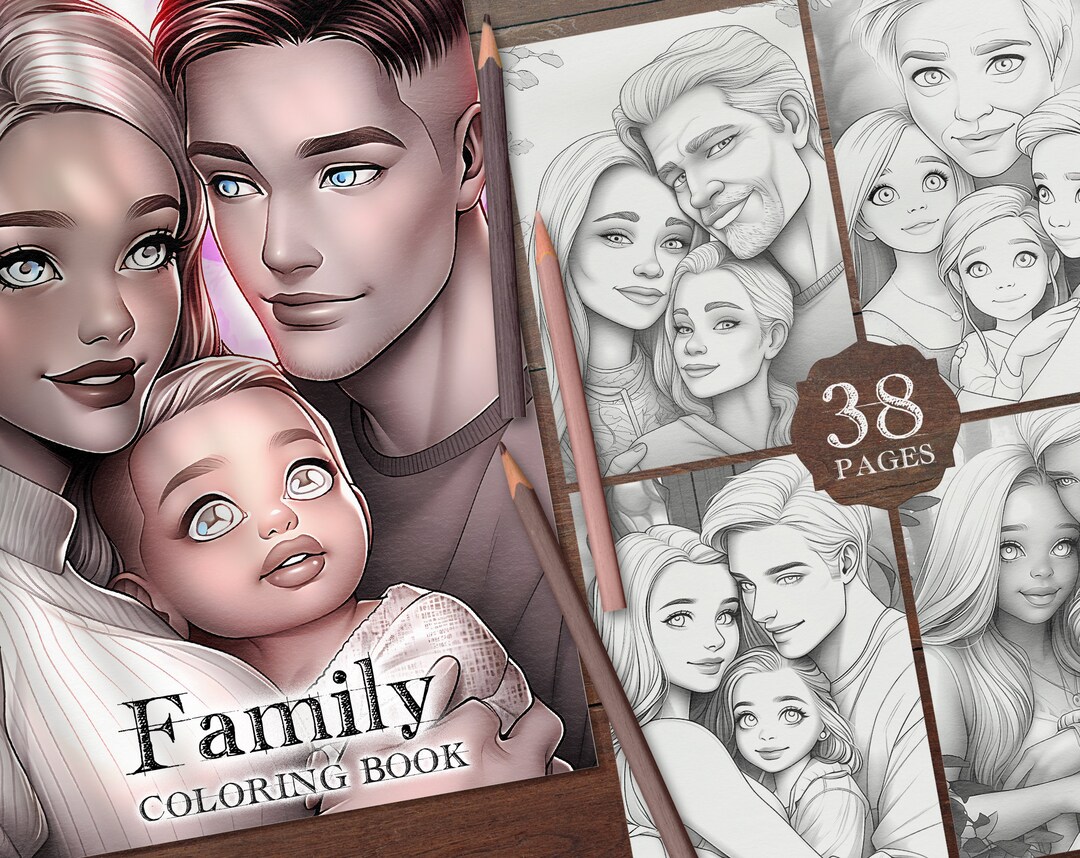 38 Family Digital Coloring Book, Couple With Child Coloring Pages ...