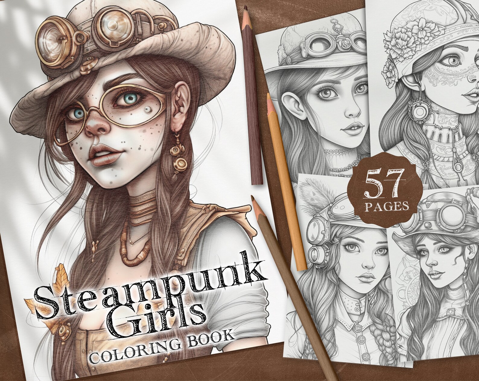 57 Steampunk Girls Digital Coloring Book, Cyberpunk Coloring Pages ...