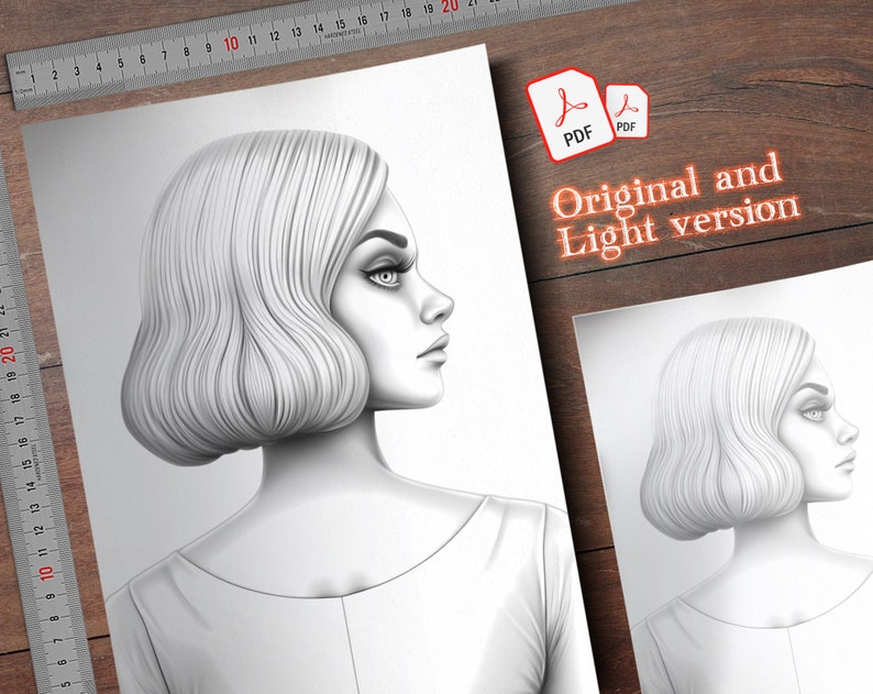 60 Bob Hairstyles Digital Coloring Book, Women Bob Haircut Coloring ...