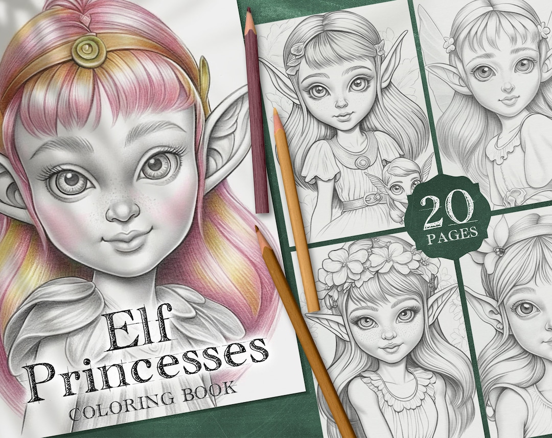 20 Elf Princess Coloring Pages, Fairy Girls Coloring Book, Coloring