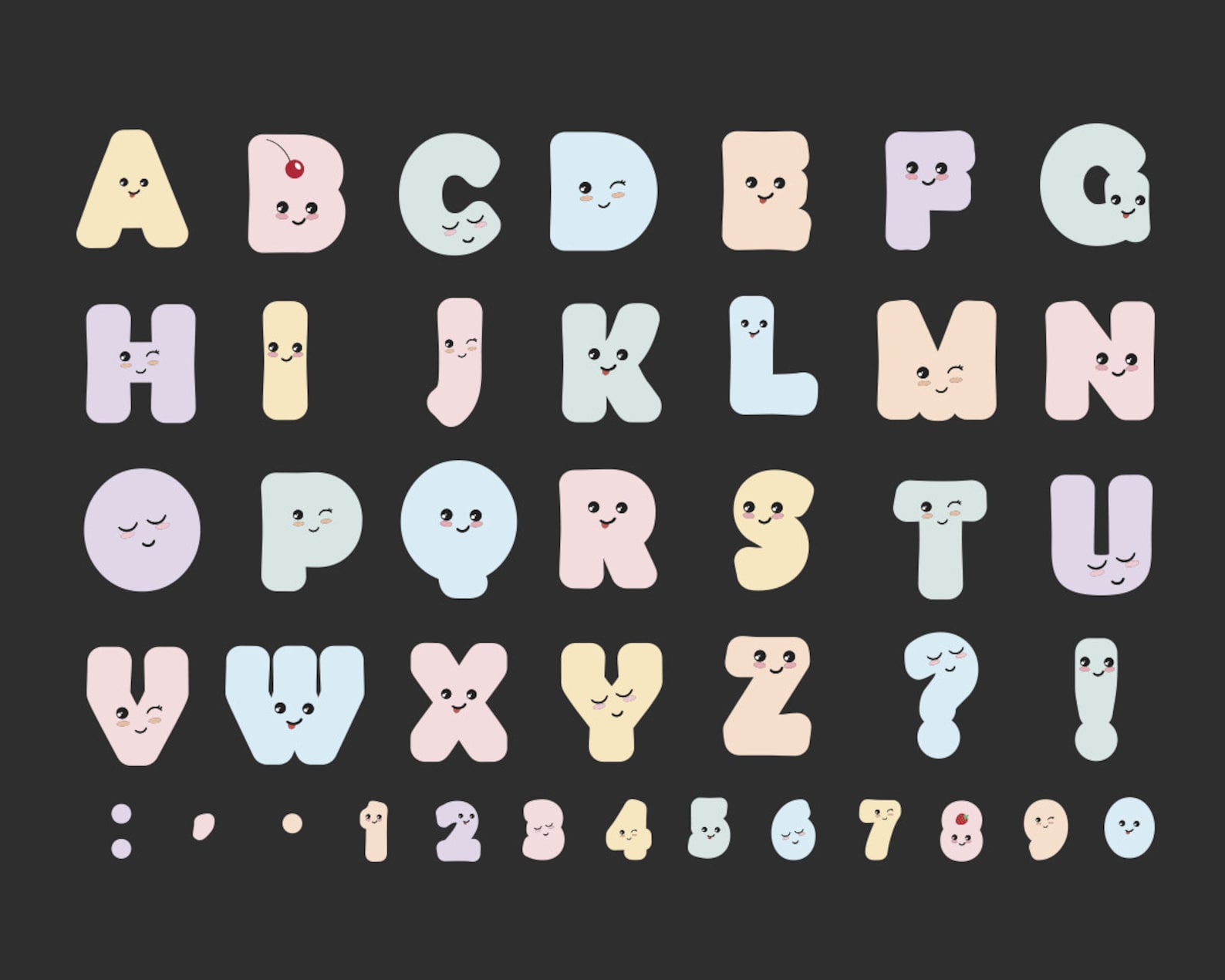 Kawaii Alphabet SVG Kawaii Schrift SVG Kawaii Buchstaben - Etsy.de